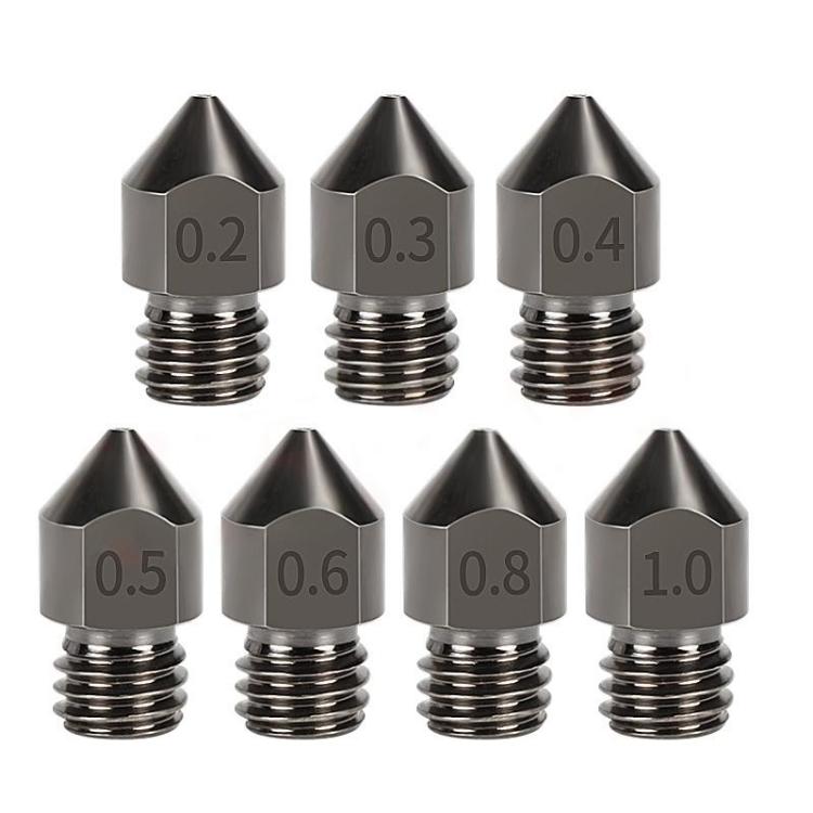 MK8 Hardened Steel Nozzle High-Temperature Resistant 3D Printer Extruder Hotend, 5pcs /Pack 1.75/0.2mm, 5pcs /Pack 1.75/0.3mm, 5pcs /Pack 1.75/0.4mm, 5pcs /Pack 1.75/0.5mm, 5pcs /Pack 1.75/0.6mm, 5pcs /Pack 1.75/0.8mm, 5pcs /Pack 1.75/1.0mm