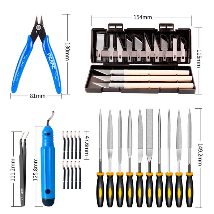 3D Printer Tool Kit Model Cleaning Tools, Carving Knife, File, Edge Trimmer & Polishing Supplies, 36 In 1