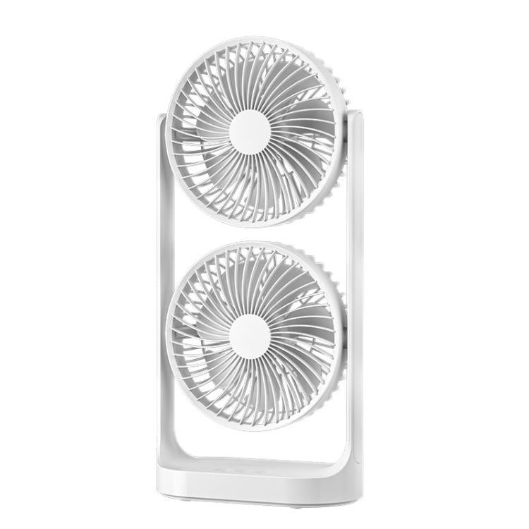 Dual Head Desk Fan 360-degree Adjustable Oscillating Air Circulator 3-Speed Portable Cooling Fan, 4000 mAh battery, Without Battery