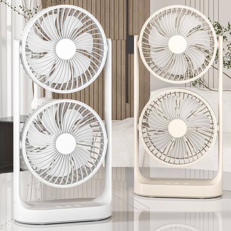 Dual Head Desk Fan 360-degree Adjustable Oscillating Air Circulator 3-Speed Portable Cooling Fan, 4000 mAh battery, Without Battery