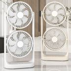 Dual Head Desk Fan 360-degree Adjustable Oscillating Air Circulator 3-Speed Portable Cooling Fan, 4000 mAh battery, Without Battery