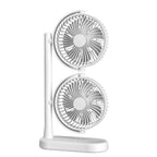 Dual Head Desk Fan 360-Degree Adjustable Oscillating Air Circulator 3-Speed Portable Cooling Fan, 4000 mAh Battery, Without Battery