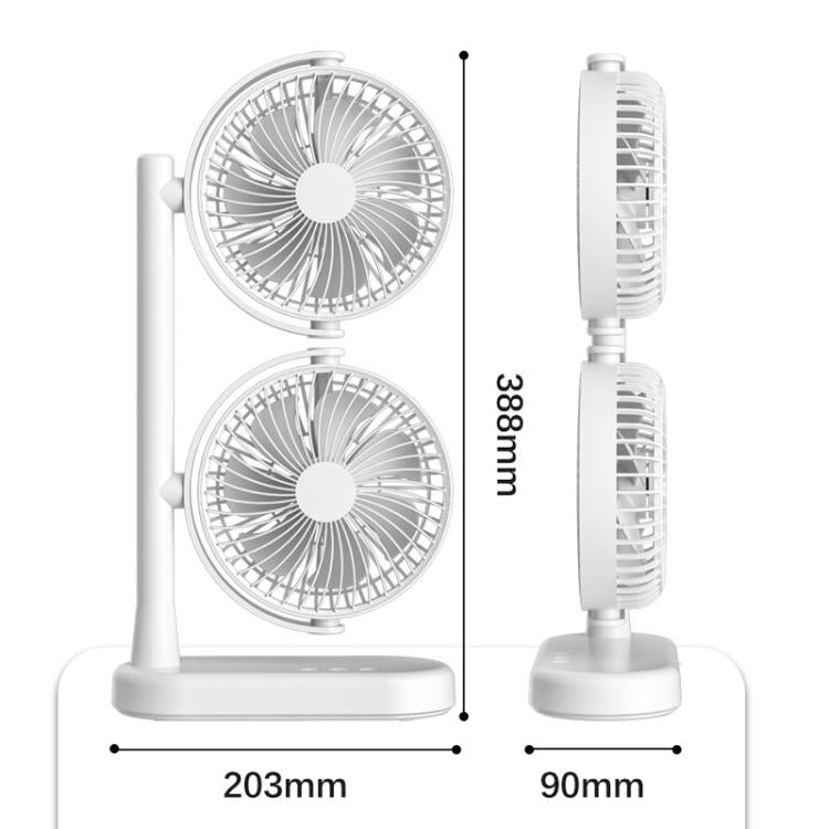 Dual Head Desk Fan 360-Degree Adjustable Oscillating Air Circulator 3-Speed Portable Cooling Fan, 4000 mAh Battery, Without Battery
