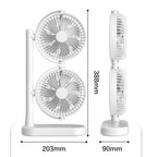 Dual Head Desk Fan 360-Degree Adjustable Oscillating Air Circulator 3-Speed Portable Cooling Fan, 4000 mAh Battery, Without Battery