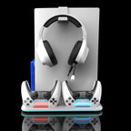 For PS5 Slim / Pro Multi-functional Cooling Stand with Controller Charging Station & Game Disc Storage Holder