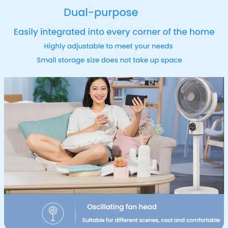 Air Circulation Fan Turbo Light Convection Standing Fan Remote Control Timer Floor Fan, USB Plug, Rechargeable