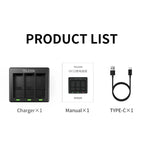 For GoPro HERO13 Black TELESIN 3 Slots Charging Base Action Camera Accessories, Charging Base