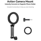 TELESIN Mobile Phone Magnetic Stand Two Claw Adapter Compatible with Chest Strap, Backpack Clip, Neck Mount, Phone Magnetic Stand