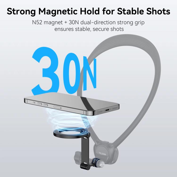 TELESIN Mobile Phone Magnetic Stand Two Claw Adapter Compatible with Chest Strap, Backpack Clip, Neck Mount, Phone Magnetic Stand
