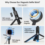 TELESIN 1.3m Magnetic Selfie Stick Tripod Phone Stand for Outdoor Vlog & Live Streaming with Bluetooth Remote