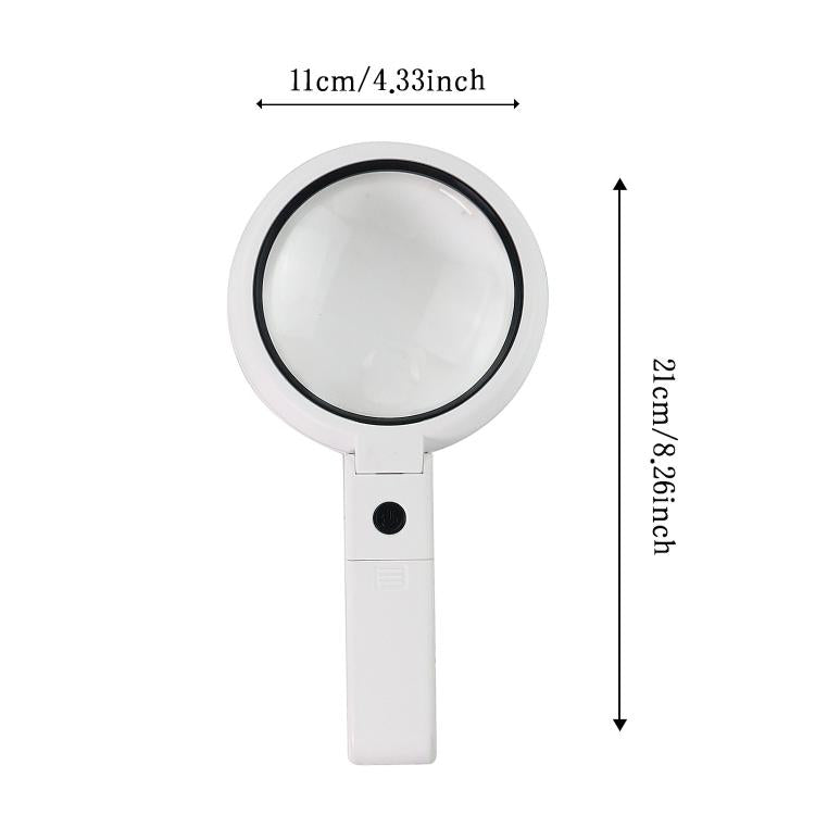 90mm 10X Foldable Handheld Magnifying Glass With 8 LED Lights, 10X Handheld With 8 LED