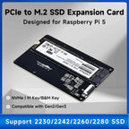 Yahboom PCIe To M.2 Adapter Expansion Board For Raspberry Pi 5 NVMe Expansion Board, Separate Board, Board + 256G SSD