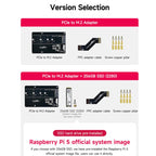Yahboom PCIe To M.2 Adapter Expansion Board For Raspberry Pi 5 NVMe Expansion Board, Separate Board, Board + 256G SSD