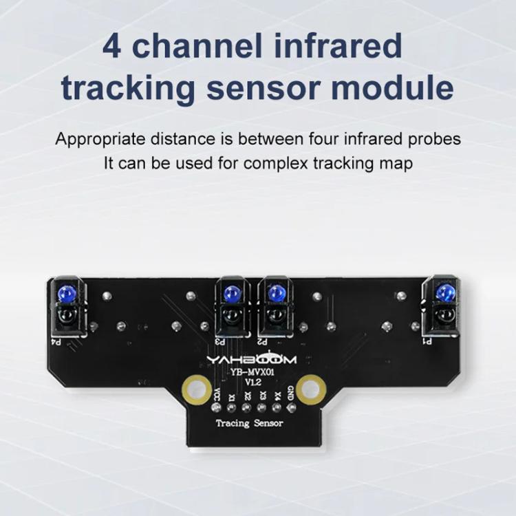 Yahboom 4 Channel Infrared Tracking Sensor Module For Smart Car Robot, Module, Module+ 6Pin Cable, With 6Pin Cable+16mm Copper Column, With 6Pin Cable+23mm Copper Column, Module+DuPont Cable, With DuPont Cable+16mm Copper Column                        ...