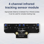 Yahboom 4 Channel Infrared Tracking Sensor Module For Smart Car Robot, Module, Module+ 6Pin Cable, With 6Pin Cable+16mm Copper Column, With 6Pin Cable+23mm Copper Column, Module+DuPont Cable, With DuPont Cable+16mm Copper Column                        ...