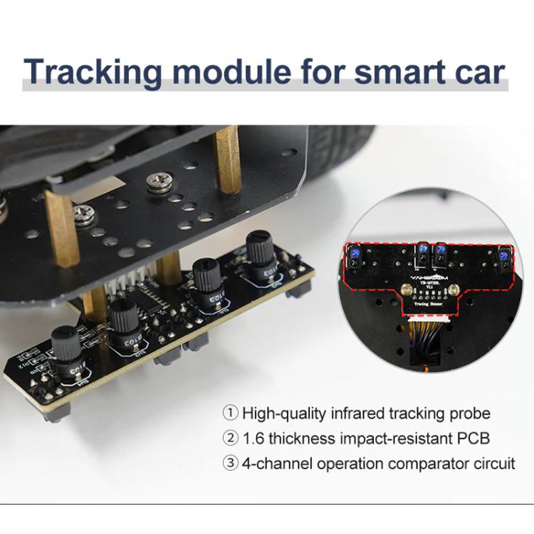 Yahboom 4 Channel Infrared Tracking Sensor Module For Smart Car Robot, Module, Module+ 6Pin Cable, With 6Pin Cable+16mm Copper Column, With 6Pin Cable+23mm Copper Column, Module+DuPont Cable, With DuPont Cable+16mm Copper Column                        ...