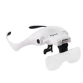 USB Charging LED Light Touch Switch Mechanical Repair Head Mounted Magnifier, 9892TSC1