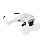 USB Charging LED Light Touch Switch Mechanical Repair Head Mounted Magnifier, 9892TSC1