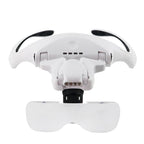 USB Charging LED Light Touch Switch Mechanical Repair Head Mounted Magnifier, 9892TSC1