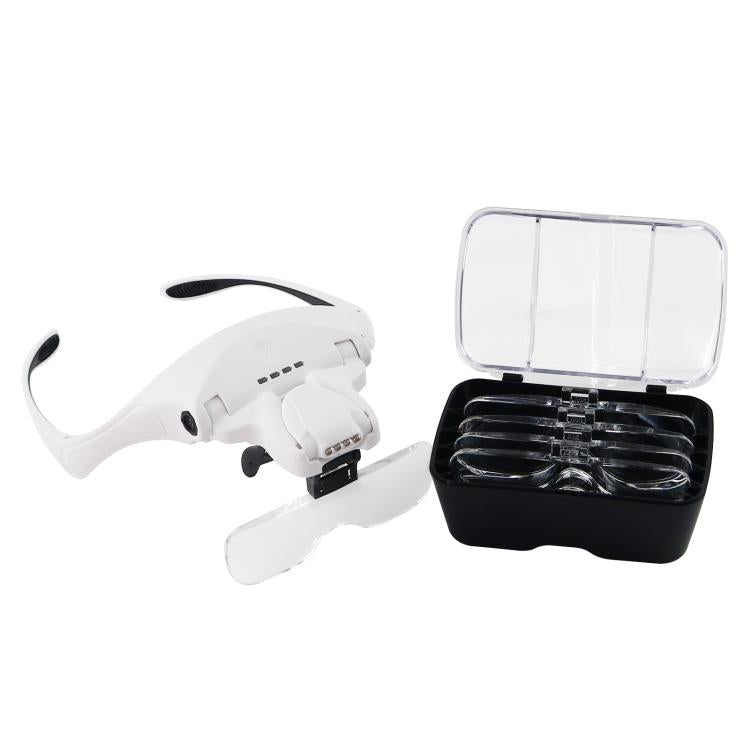 USB Charging LED Light Touch Switch Mechanical Repair Head Mounted Magnifier, 9892TSC1