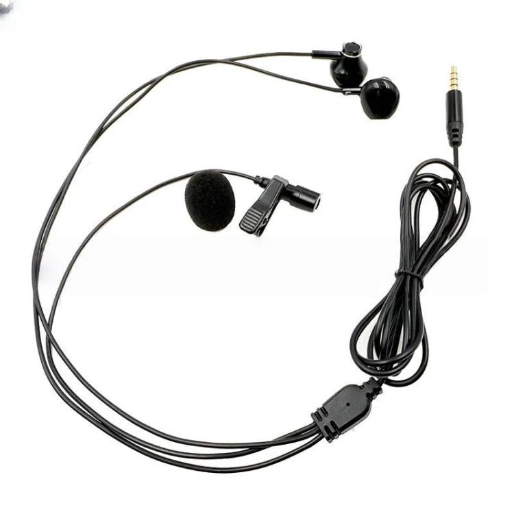 3.5mm TRRS Lapel Microphone With Earphone Stereo Live Monitoring Headphones, 1.2m, 1.5m, 2m