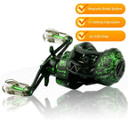 Baitcasting Fishing Reel 6.3:1 Gear Ratio With Magnetic Brake System, 12-Setting Adjustable, YUMOSH EQC201 Left Hand, YUMOSH EQC200 Right Hand
