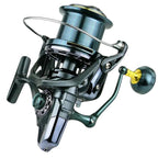 Guide Rod Structure All-Metal Spinning Reel Zero Backlash 4.7:1 Gear Ratio, Screw-In Handle for Surf Casting & Anchoring, YUMOSHI TC9000, YUMOSHI TC10000, YUMOSHI TC12000, YUMOSHI TC14000