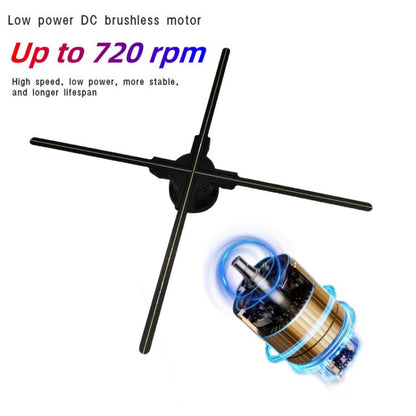 60cm 3D Holographic Fan with 1600x720 Resolution & 720 LEDs  WiFi/APP DIY Content Control, US Plug, EU Plug, UK Plug, AU Plug