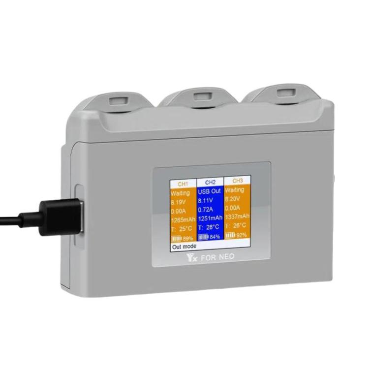 For DJI Neo Battery Charger YX 3-way Color Screen Charger Hub Charging Station, Neo 3-way Color Screen