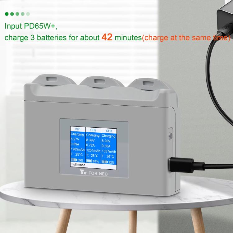 For DJI Neo Battery Charger YX 3-way Color Screen Charger Hub Charging Station, Neo 3-way Color Screen