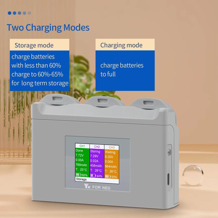 For DJI Neo Battery Charger YX 3-way Color Screen Charger Hub Charging Station, Neo 3-way Color Screen