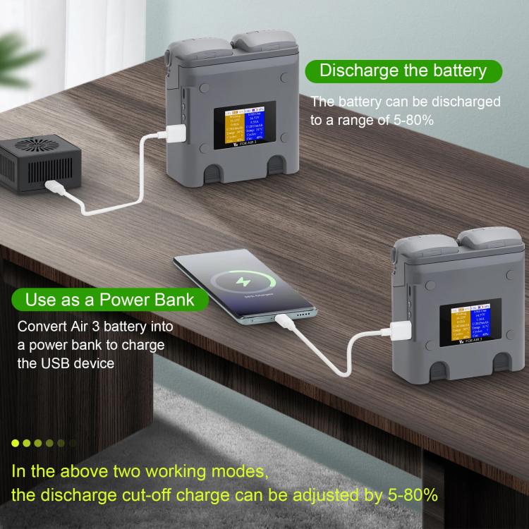 For DJI Air 3/Air 3S YX 2-Way Battery Charger Charging Butler With Color Screen Drone Accessories, 2-Way Color Screen