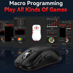 Tri-Mode Wireless Gaming Mouse 24000 DPI, 6 RGB Lighting Modes, Rechargeable, Macro Programmable, Black, White, Pink, Wireless Charging Black, Wireless Charging White, Wireless Charging Pink
