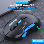 MKESPN 12800 DPI Ambidextrous Wired Gaming Mouse - 10 Programmable Buttons, RGB Customization, Symmetrical Design