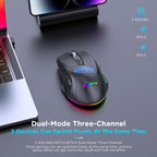 MKESPN W10 Tri-Mode Wireless Gaming Mouse 2400DPI with 9 Programmable Buttons, RGB Lighting, Type-C Rechargeable, W10