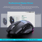 MKESPN W10 Tri-Mode Wireless Gaming Mouse 2400DPI with 9 Programmable Buttons, RGB Lighting, Type-C Rechargeable, W10