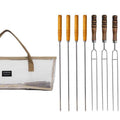 NOBANA Outdoor BBQ Grilling Fork Portable Stainless Steel Wooden Handle Grilling Skewer With Storage Bag, 7pcs /Set White, 7pcs /Set Black, 10pcs /Set White, 10pcs /Set Black