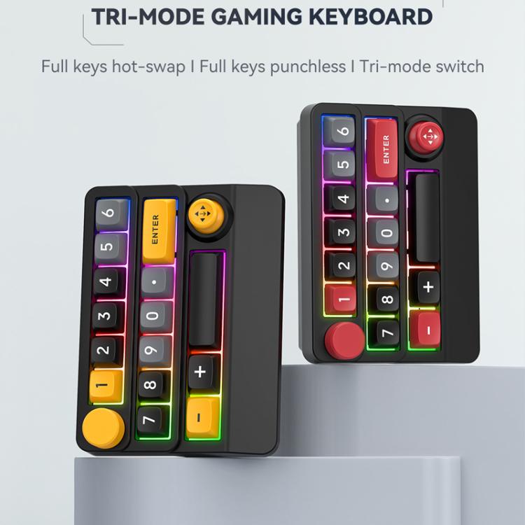 15-Key Wireless Tri-Mode Mechanical Gaming Keyboard Hot-Swappable, RGB Backlit, Macro Programmable, W909 Black Red, W909 White, W909 Black Yellow
