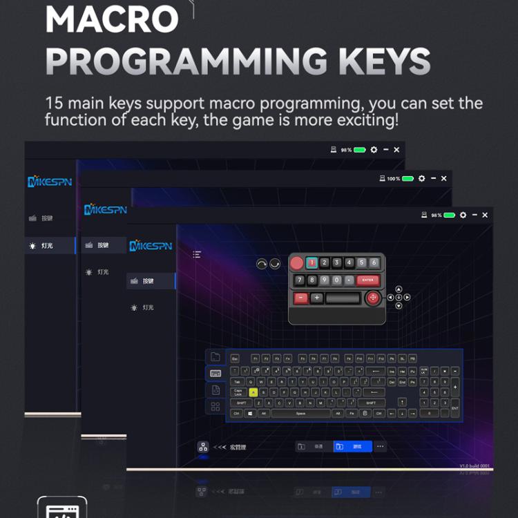 15-Key Wireless Tri-Mode Mechanical Gaming Keyboard Hot-Swappable, RGB Backlit, Macro Programmable, W909 Black Red, W909 White, W909 Black Yellow