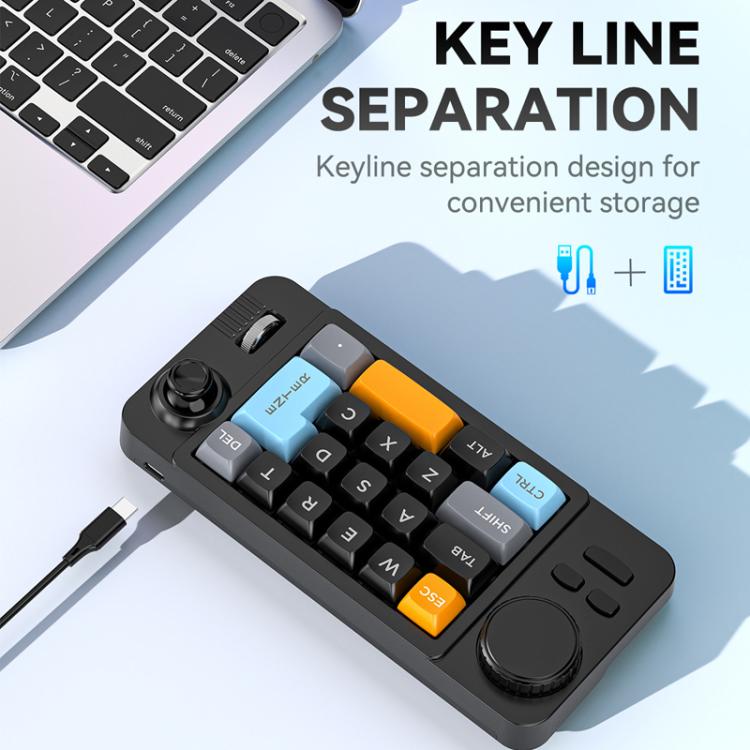 MKESPN  19-Key USB-C Wired Gaming Keyboard Macro Programmable Hot-Swappable Design with Control Knob & Joystick Scroll Wheel, K811  Black
