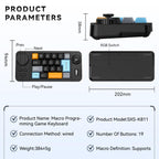 MKESPN  19-Key USB-C Wired Gaming Keyboard Macro Programmable Hot-Swappable Design with Control Knob & Joystick Scroll Wheel, K811  Black