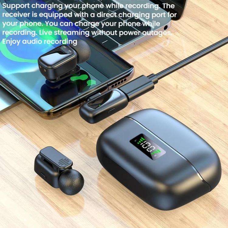 Dual Microphone Mini Wireless Finger Clip Microphone Mobile Phone Live Noise Reduction Bluetooth Microphone, Type-C, 8 Pin