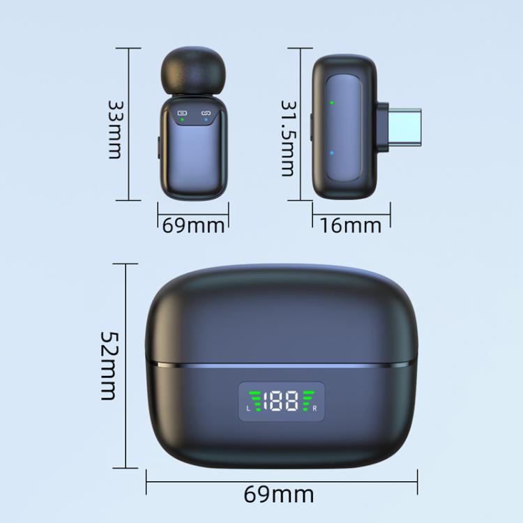 Dual Microphone Mini Wireless Finger Clip Microphone Mobile Phone Live Noise Reduction Bluetooth Microphone, Type-C, 8 Pin