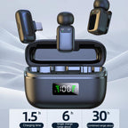 Dual Microphone Mini Wireless Finger Clip Microphone Mobile Phone Live Noise Reduction Bluetooth Microphone, Type-C, 8 Pin