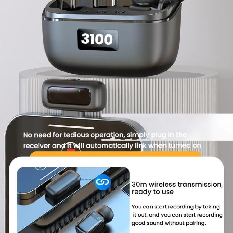 Dual Microphone Mini Wireless Finger Clip Microphone Mobile Phone Live Noise Reduction Bluetooth Microphone, Type-C, 8 Pin