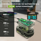 For RYOBI 18V Lithium Battery 100W Fast Charger & 145W Discharge Power Station, PSC, PSC-OB, PSC Pro, PSC Pro -OB, PSC Pro Max, PSCPM-OB