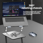 360 Rotating Laptop Stand Foldable Metal Desk Holder For 17.3 Inch Laptops Tablets, Standard Gray, Standard Silver, With Magnetic Cooling Fan Gray, With Magnetic Cooling Fan Silver, With RGB Cooling Fan Gray, With RGB Cooling Fan Silver