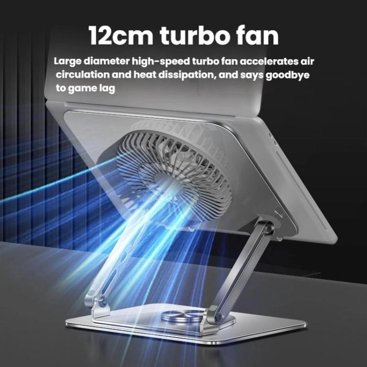 360 Rotating Laptop Stand Foldable Metal Desk Holder For 17.3 Inch Laptops Tablets, Standard Gray, Standard Silver, With Magnetic Cooling Fan Gray, With Magnetic Cooling Fan Silver, With RGB Cooling Fan Gray, With RGB Cooling Fan Silver