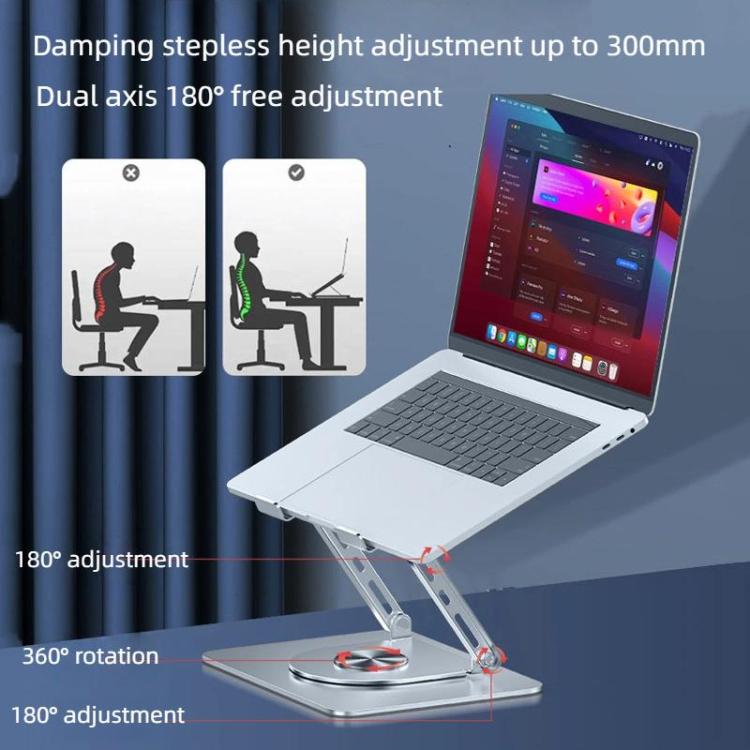 360 Rotating Laptop Stand Foldable Metal Desk Holder For 17.3 Inch Laptops Tablets, Standard Gray, Standard Silver, With Magnetic Cooling Fan Gray, With Magnetic Cooling Fan Silver, With RGB Cooling Fan Gray, With RGB Cooling Fan Silver