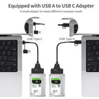 USB 3.0/USB-C to SATA 22-Pin Adapter Cable for 2.5-inch Laptop HDD/SSD, 25cm